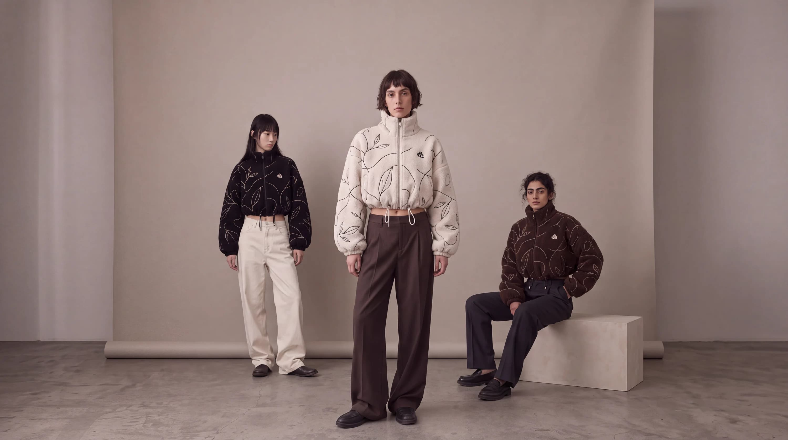 Assis Clo Cropped Line Fleece campaign — women
