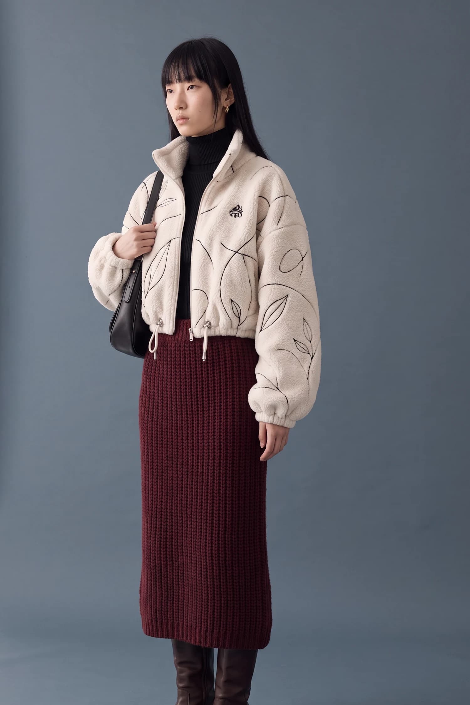 Cinched, with a knit maxi