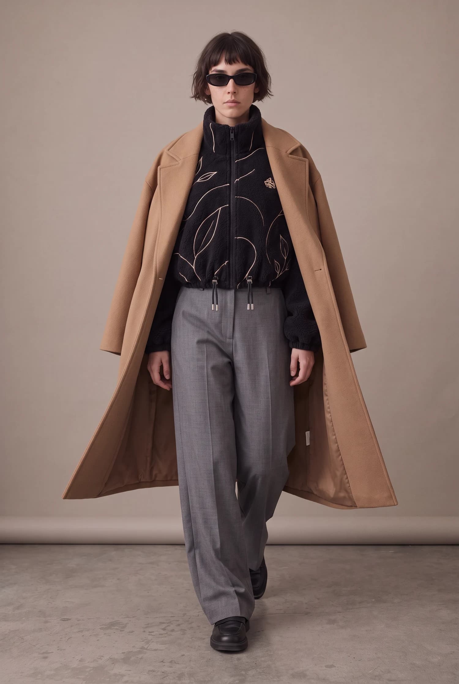 Under a camel coat