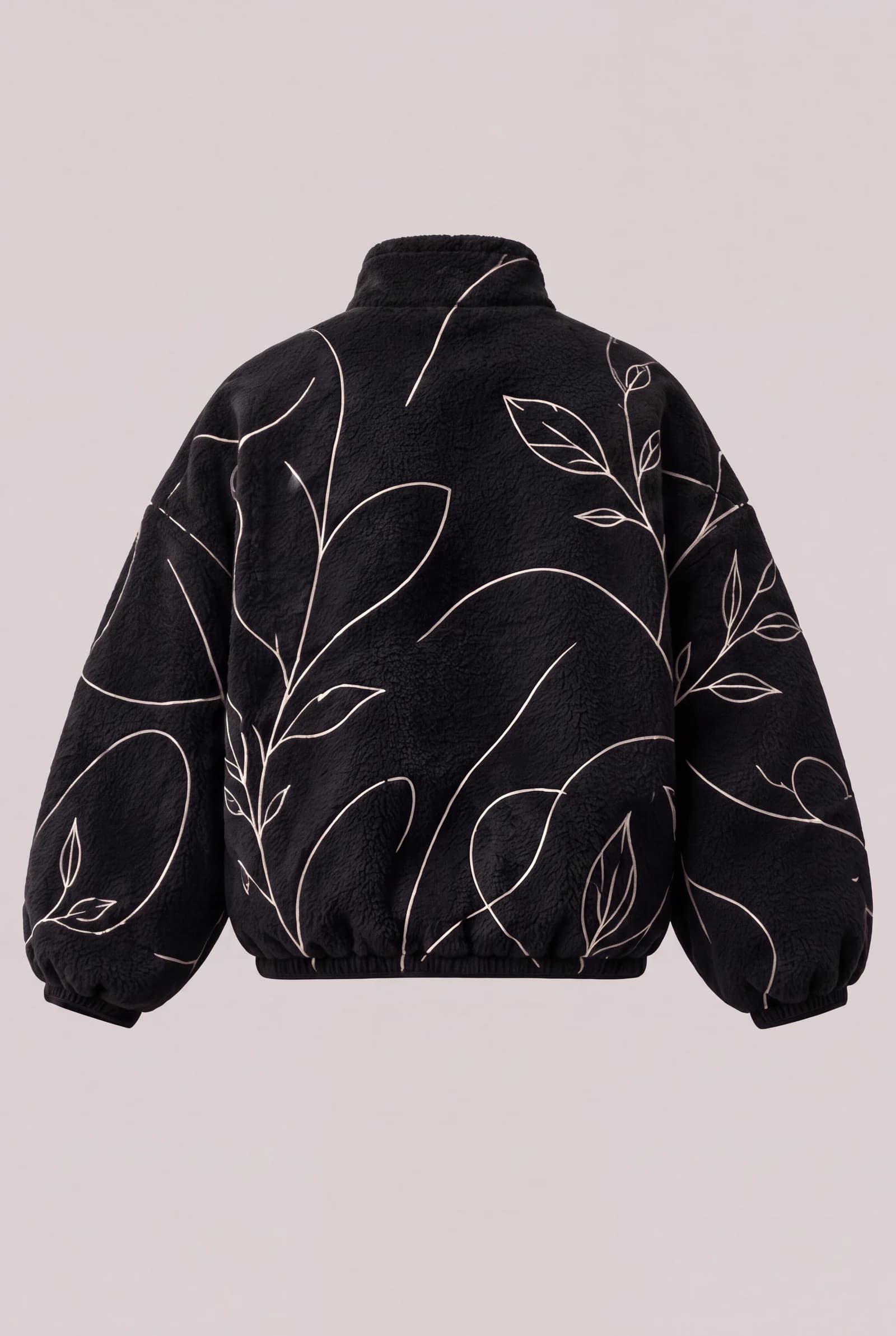 Line Fleece Jacket — Black / Ivory, image 4
