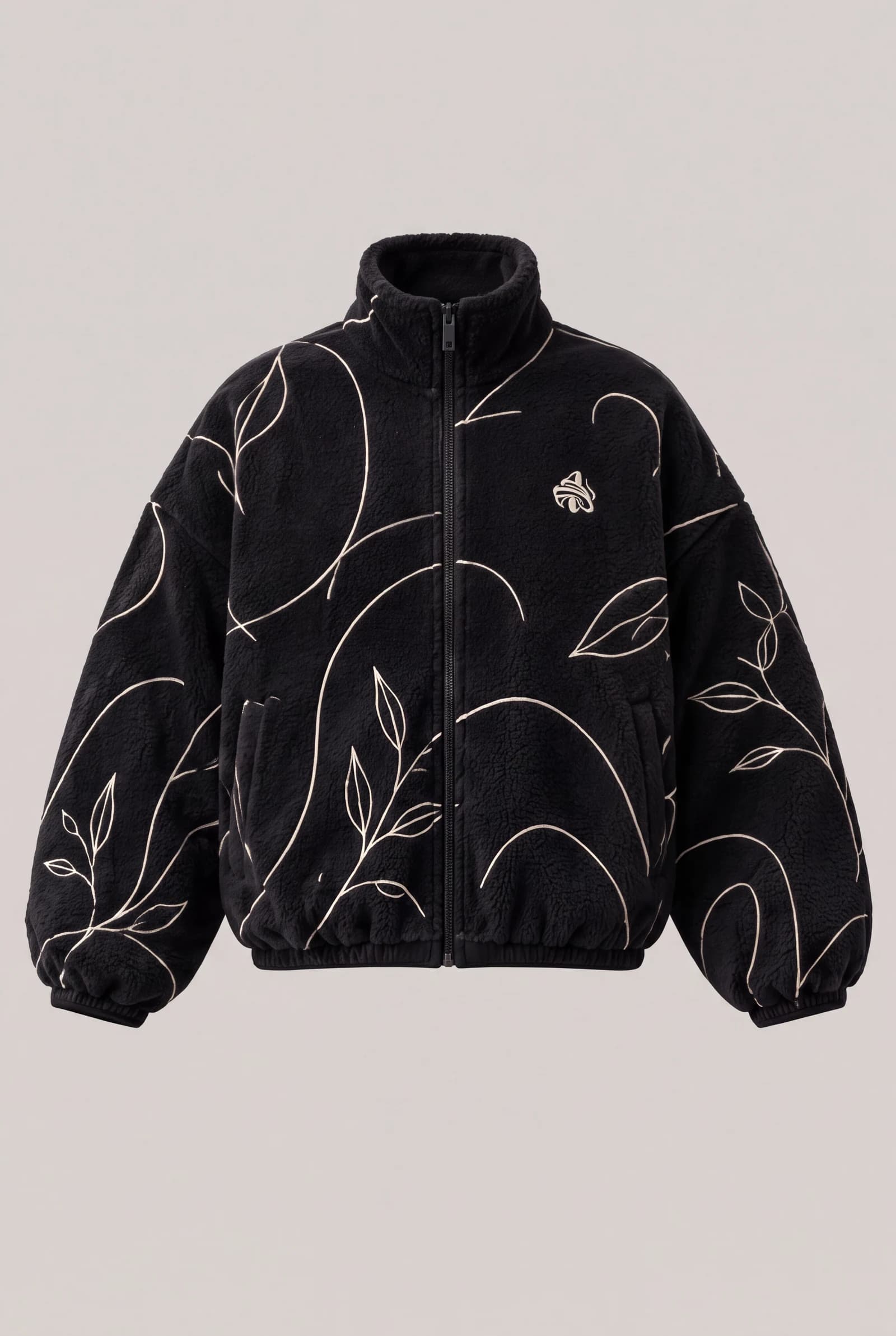 Line Fleece Jacket — Black / Ivory, image 3