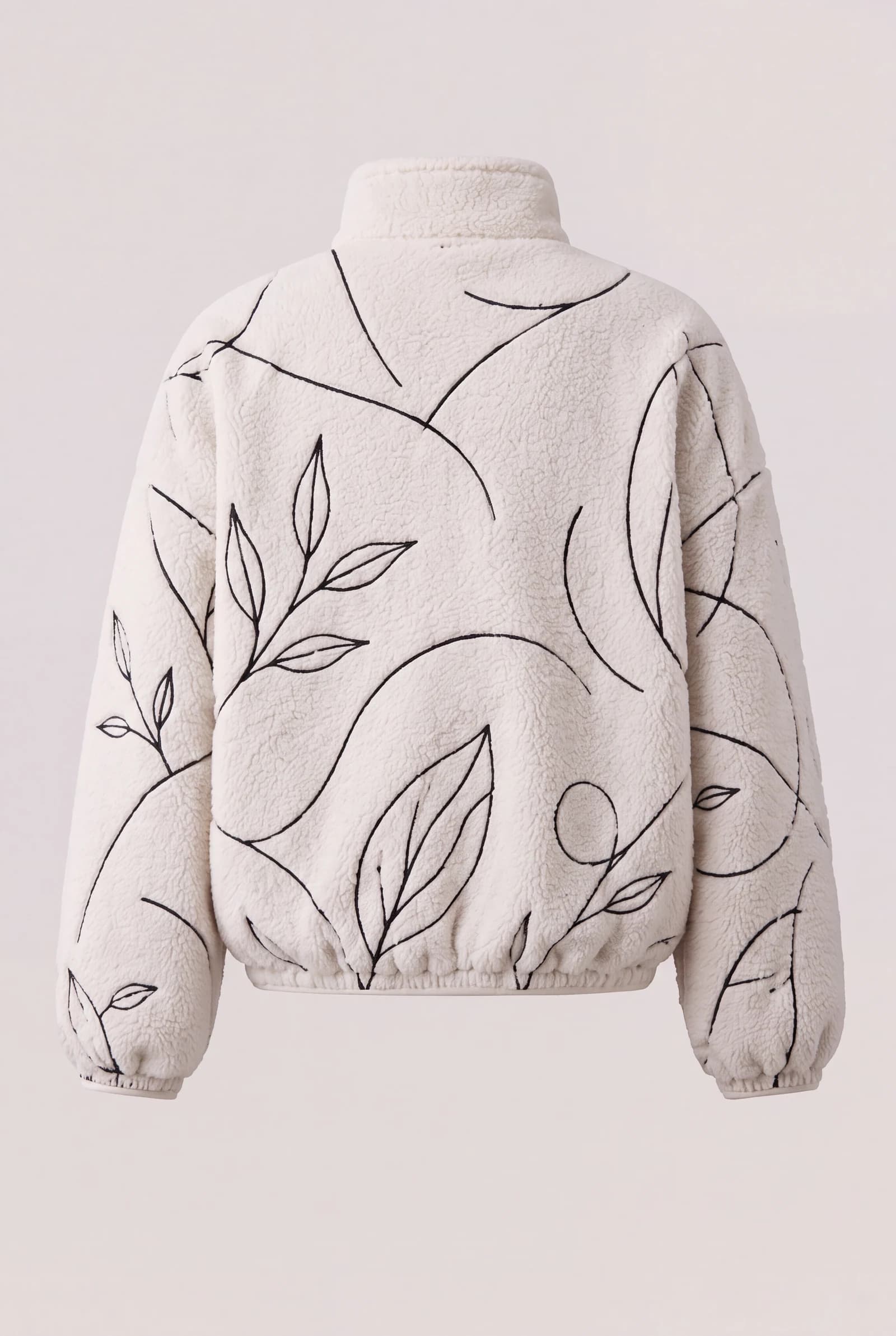 Line Fleece Jacket — Ivory / Black, image 4