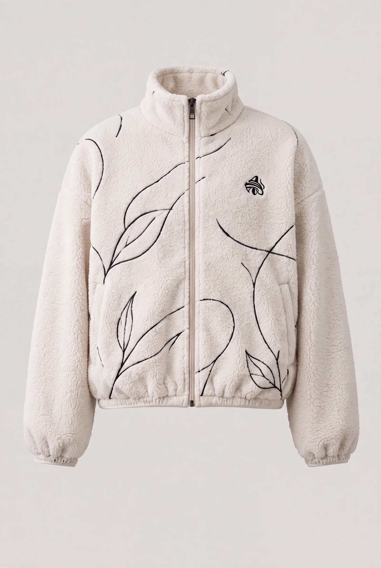 Line Fleece Jacket — Ivory / Black, image 3